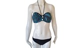 Peacock Blue Two Piece Push Up Swimsuit, Swimwear